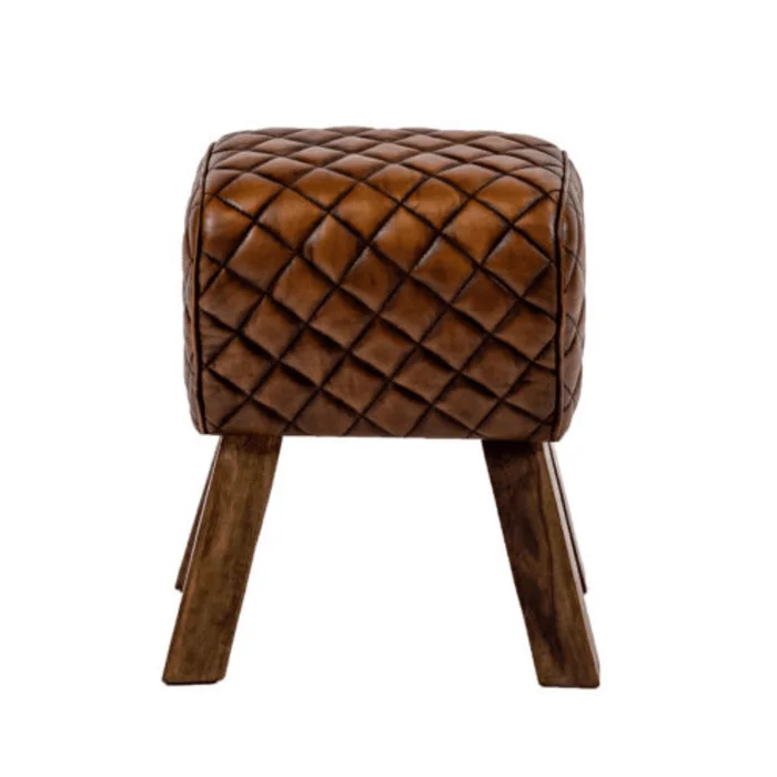 Diamond Stitch Small Leather Stool