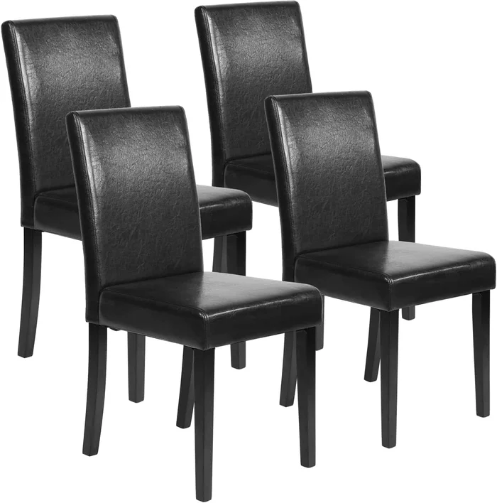 Dining Chairs Dining Room Chairs Parsons Set of 4 Dining Side Chairs for Home Kitchen Living Room, Leather Black