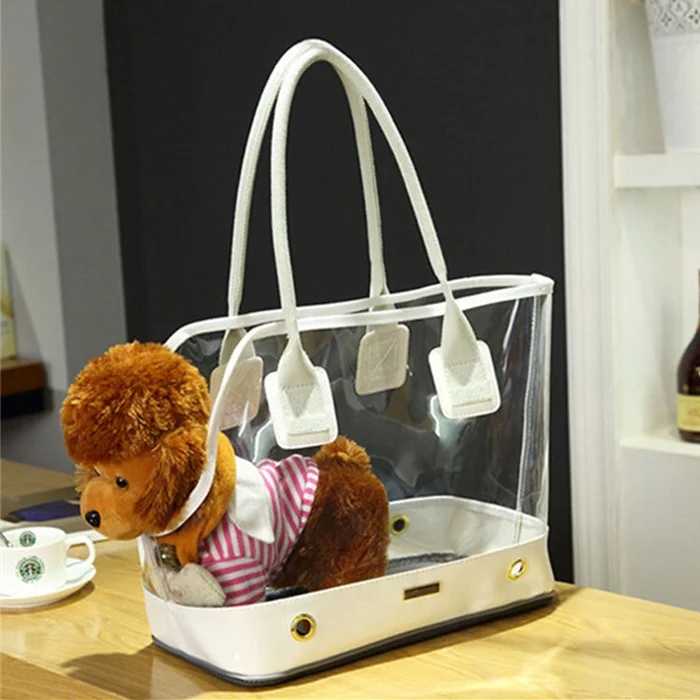 DODOPET Outdoor Portable Fashion Transparent Cat Dog Pet Carrier Bag Handbag Shoulder Bag, Size: 36 x 20 x 30cm (White)