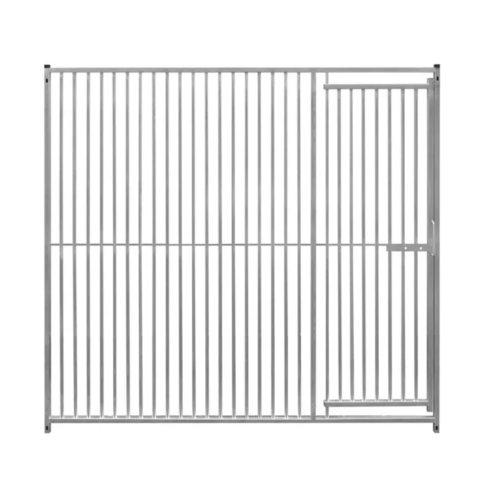 Dog Run Panels With Door Galvanised Steel Kennel Heavy Duty Walk In Animal Enclosure Pen Fence Playpen Outdoor Support Bar 5cm Bar Spacing 1.84m x 2m Modular FREE Ground Fixing Brackets & Fixing Kit