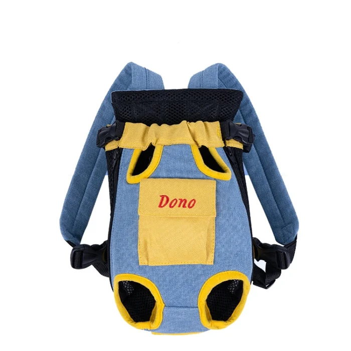 DONO Pet Four-legged Bag Outdoor Carrying Bag Breathable Backpack, Size: M(Blue Yellow)