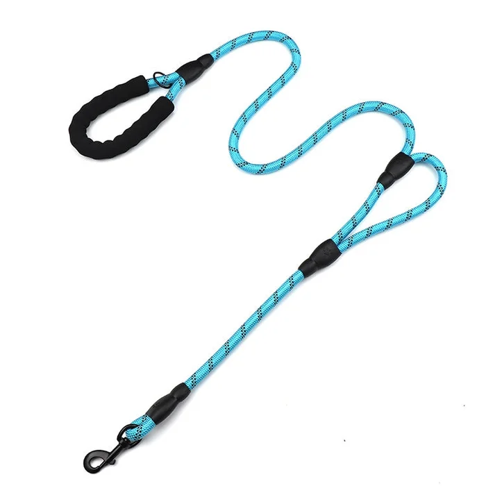 Double Handle Dog Leash Nylon Reflective Rope for Control Safety Training, Size: 180 x 1.2cm(Blue)