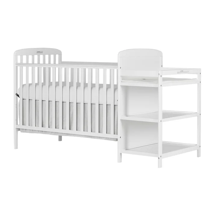 Dream On Me Anna 4-in-1 Full Size Crib and Changing Table Combo in White