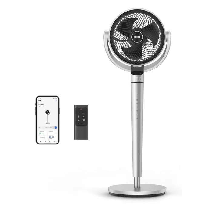 Dreo Pedestal Fan with Smart Control, 43” Inches, 150°+120° Omni-Directional Oscillating Quiet Fans for Bedroom