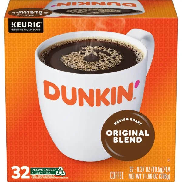 Dunkin’ Original Blend Medium Roast Coffee, 128 Keurig K-Cup Pods