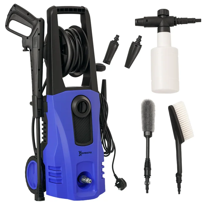 DURHAND 1800W High Pressure Washer, 150 Bar Pressure, 510 L/h Flow, High-Performance Portable Power Washer Jet Wash Cleaner with 6M Hose and Hose Reel for Garden, Car, Furniture, Blue
