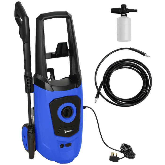 DURHAND 1800W High Pressure Washer, 150 Bar Pressure, 510 L/h Flow, High-Performance Portable Power Washer Jet Wash Cleaner with 6M Hose, Snow Foam Bottle for Garden, Car, Furniture, Blue