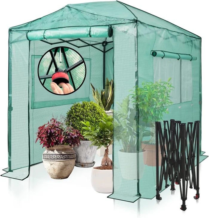 EAGLE PEAK 8’x6′ Portable Walk-in Greenhouse Instant Pop-up Indoor Outdoor Plant Gardening Green House Canopy