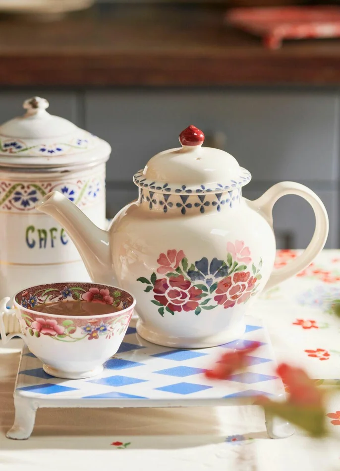 Emma Bridgewater Antique Roses 3 Mug Teapot – Unique Handmade & Handpainted English Earthenware Vintage Style Teapots