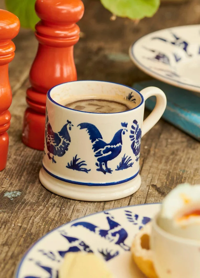 Emma Bridgewater Blue Hen Small Mug – Unique Handmade & Handpainted English Earthenware Tea/Coffee Mug