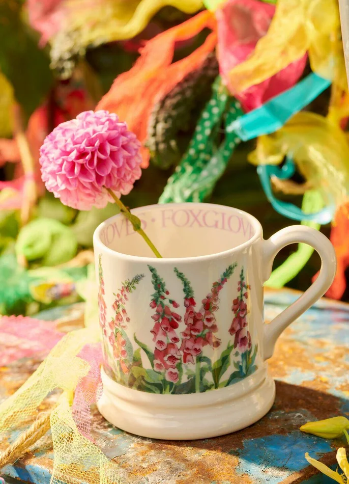 Emma Bridgewater Foxgloves 1/2 Pint Mug – Unique Handmade & Handpainted English Earthenware Tea/Coffee Mug