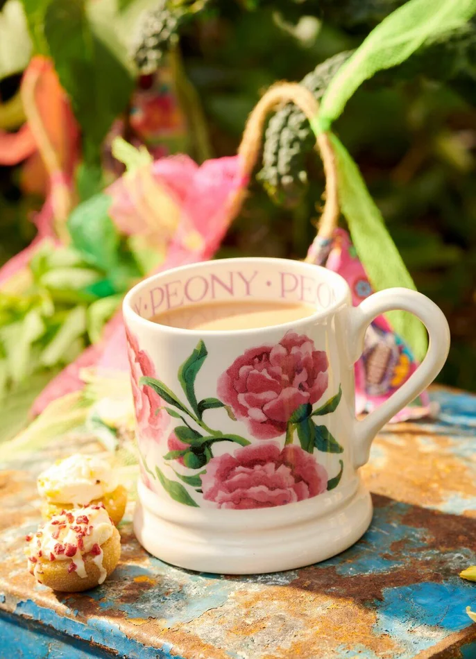 Emma Bridgewater Pink Peony 1/2 Pint Mug – Unique Handmade & Handpainted English Earthenware Tea/Coffee Mug