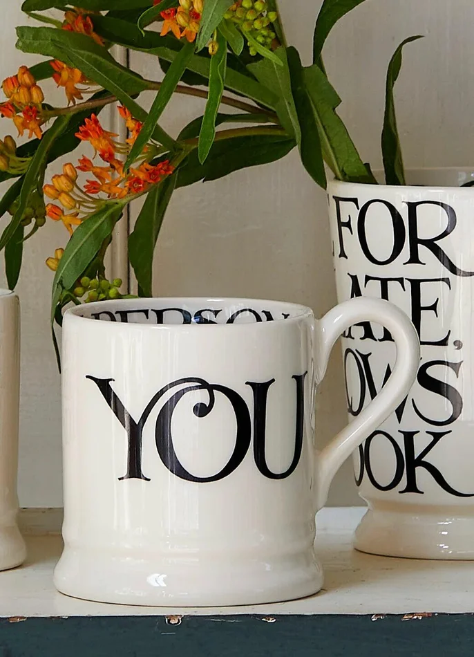 Emma Bridgewater | Seconds Black Toast You 1/2 Pint Mug – Unique Handmade & Handpainted English Earthenware Tea/Coffee Mug