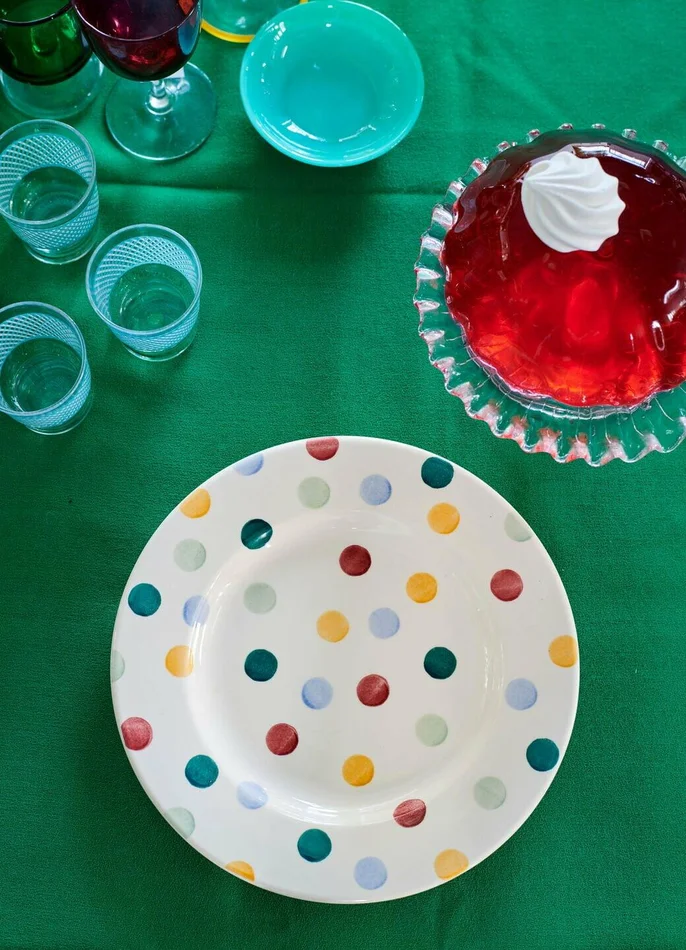 Emma Bridgewater | Seconds Polka Dot 8 1/2 Inch Plate – Unique Handmade & Handpainted English Earthenware British-Made Pottery Plat