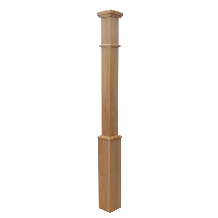 EVERMARK 4001564 Stair Parts 55 in. x 4-5/8 in. Unfinished Hemlock Craftsman Hollow Core Box Newel Post