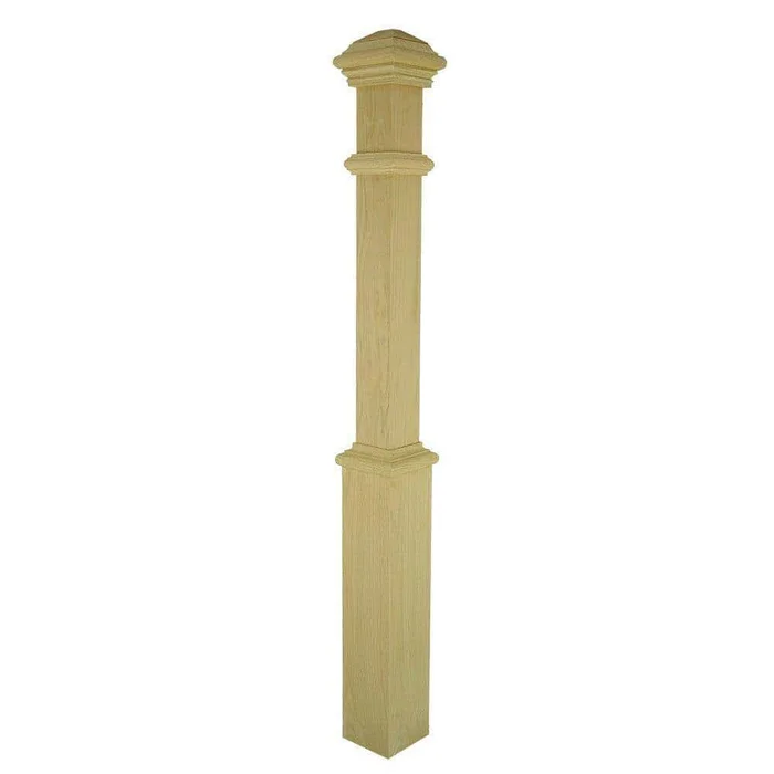 EVERMARK 4191R-056-HD00L Stair Parts 4191 55 in. x 5 in. Unfinished Red Oak Plain Solid Core Box Newel Post