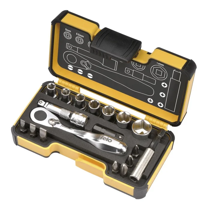 Felo 18-Piece 60-Tooth 1/4-in Drive Interchangeable Ratchet Set
