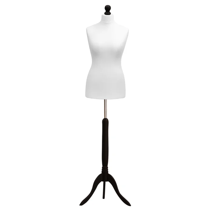 Female Dressmaking Tailors Dummies Mannequin Bust size 12-14 on black wood tripod with white cover