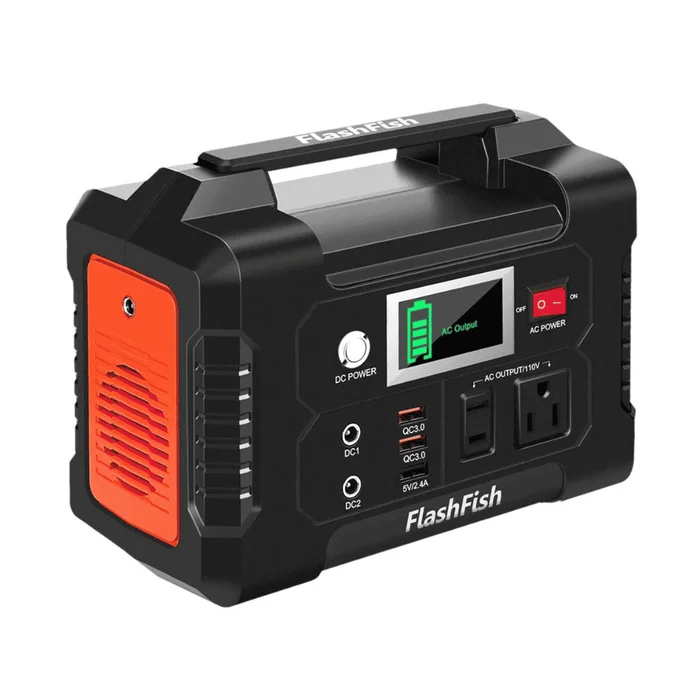 FF FLASHFISH 200W Portable Power Station, FlashFish 40800mAh Solar Generator With 110V AC Outlet/2 DC Ports/3 USB Ports