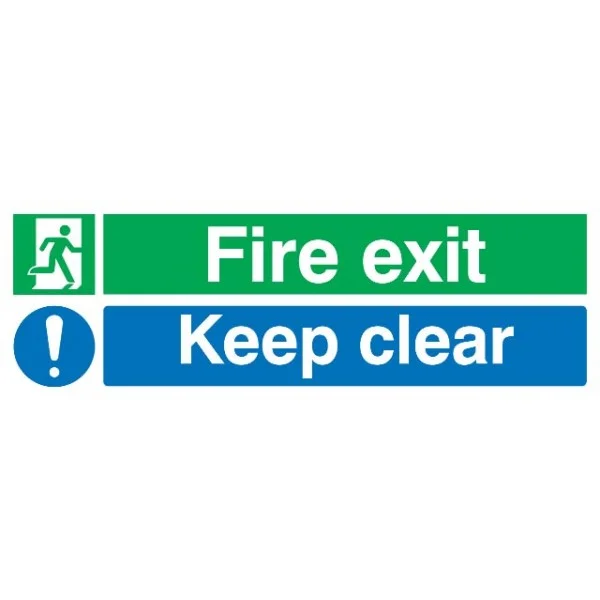 Fire Exit Keep Clear Sign – Rigid Polypropylene – 150mm x 450mm