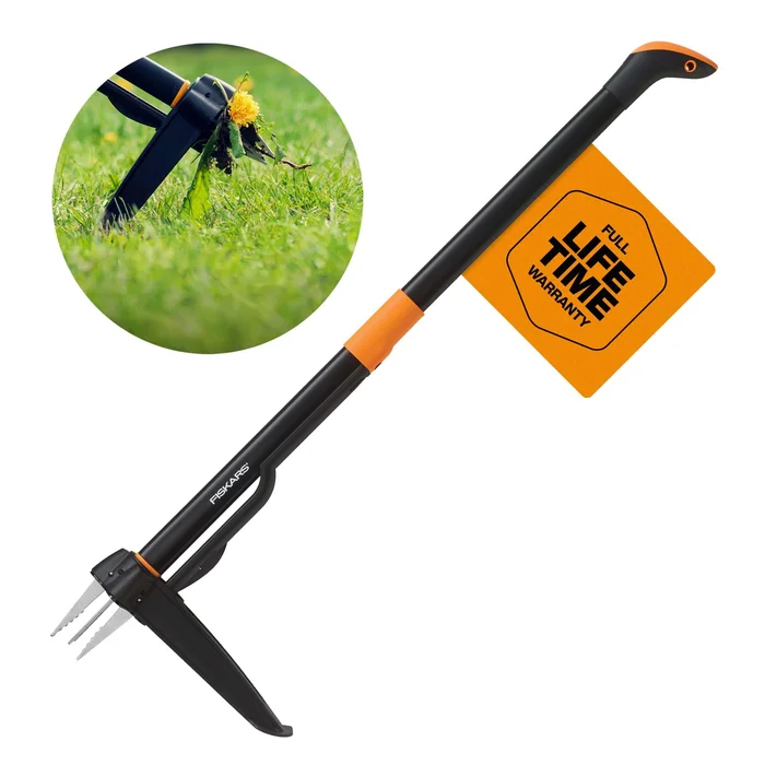 Fiskars 4-Claw Stand Up Weeder – Gardening Hand Weeding Tool with 39″ Long Ergonomic Handle