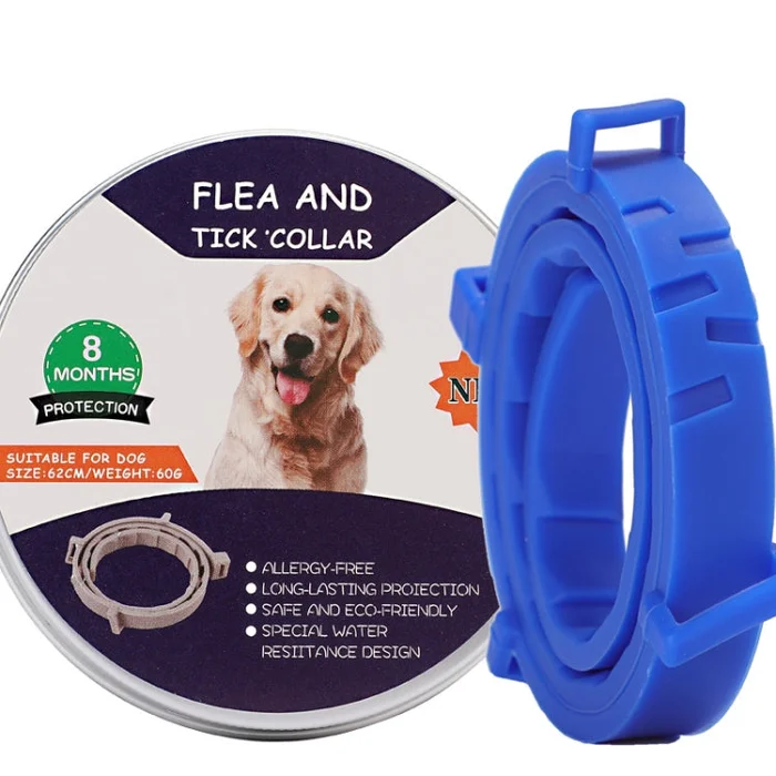 Flea and Tick Collar for Dogs Cats With Aluminum Case, Size: 72cm Blue