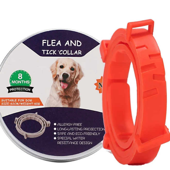 Flea and Tick Collar for Dogs Cats With Aluminum Case, Size: 72cm Orange