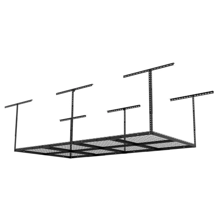 FLEXIMOUNTS GR48B-E Adjustable Height Overhead Ceiling Mount Garage Rack in Black (96 in. W x 48 in. D)