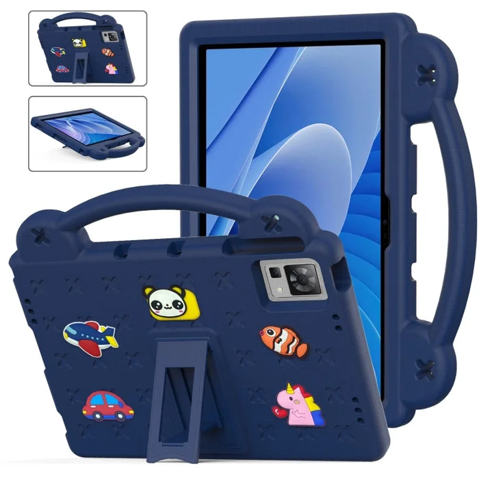 For DOOGEE T30 Pro 11 2023 Handle Kickstand Children EVA Shockproof Tablet Case(Navy Blue)