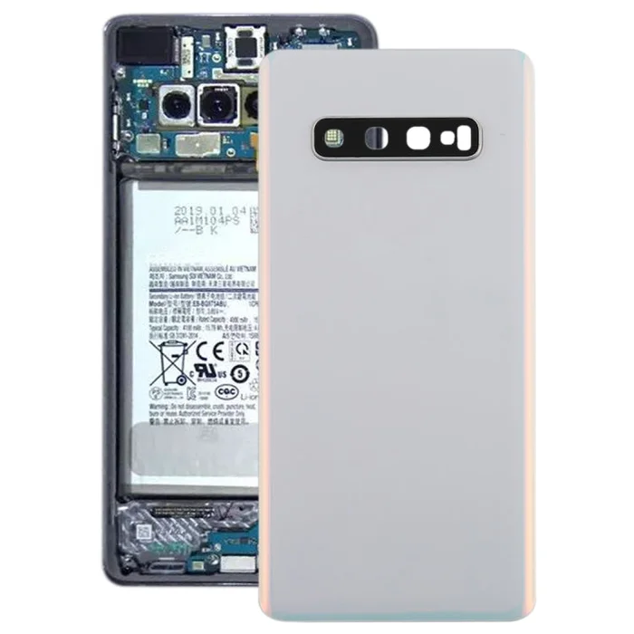 For Galaxy S10+ Battery Back Cover with Camera Lens (White)