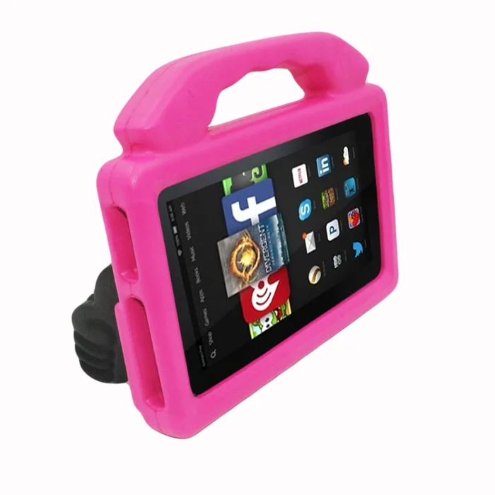 For Kindle Fire HD 7 Shockproof EVA Thumb Stand Tablet Shell(Rose pink)