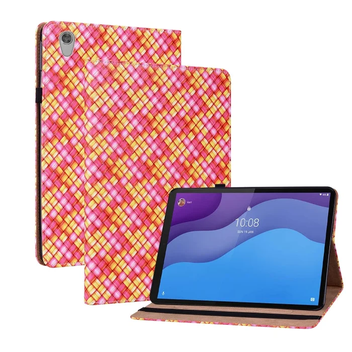 For Lenovo Tab M10 HD Gen 2 TB-X306X Color Weave Leather Tablet Case with Holder(Rose Red)