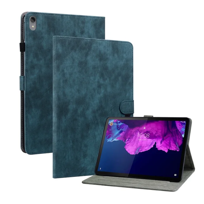 For Lenovo Tab P11/Pad Plus 2011 Tiger Pattern PU Tablet Case(Dark Blue)