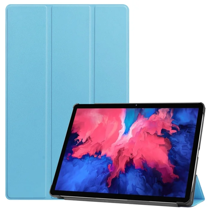 For Lenovo Tab P11 TB-J606F /Tab P11 5G Three-folding Custer Texture Smart Leather Tablet Case(Sky Blue)