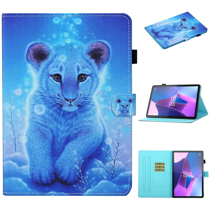 For Lenovo Tab P12 2023 / TB370FU Coloured Drawing Stitching Smart Leather Tablet Case(Little Tiger)