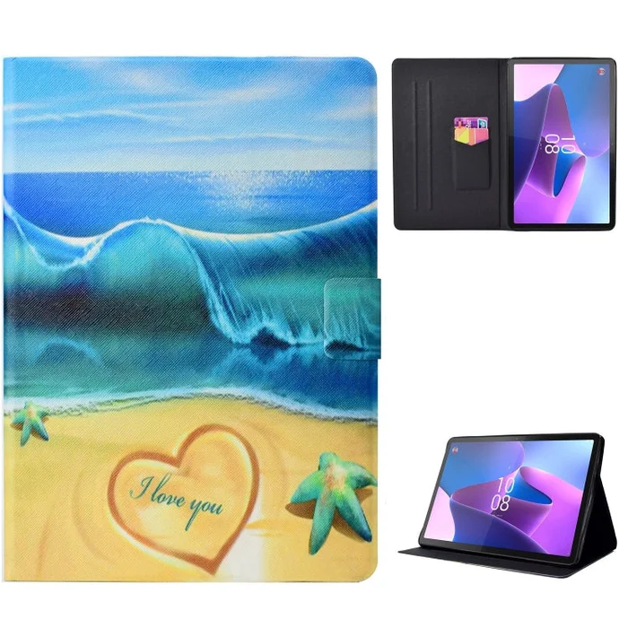 For Lenovo Tab P12 2023 / TB370FU Voltage Coloured Drawing Smart Leather Tablet Case(Blue Beach)