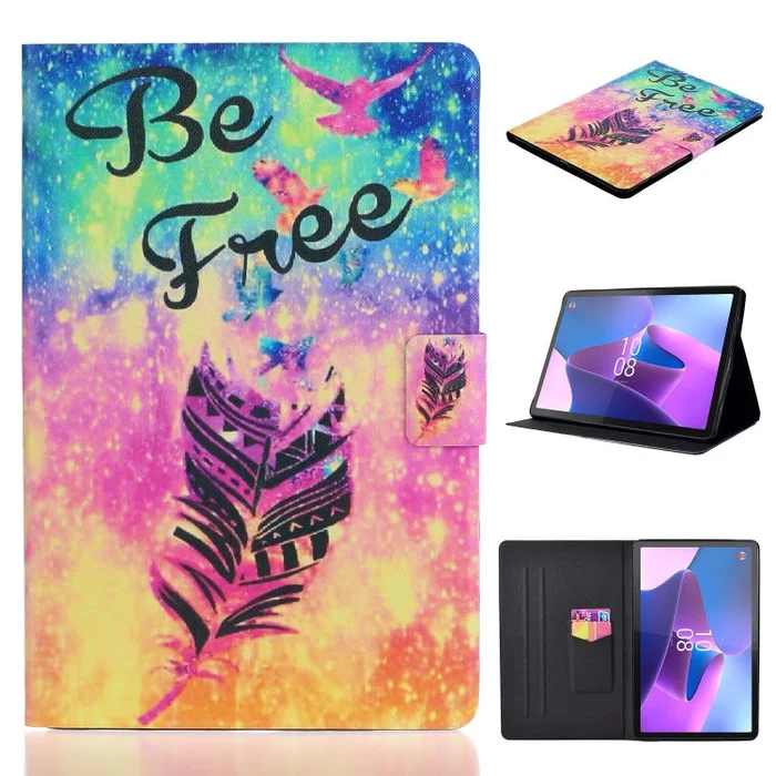 For Lenovo Tab P12 2023 / TB370FU Voltage Coloured Drawing Smart Leather Tablet Case(Feather)