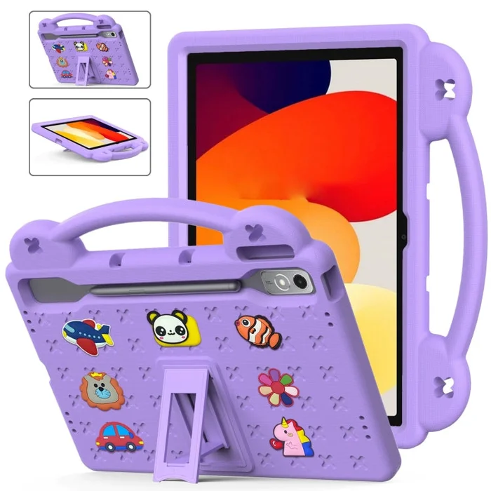 For Lenovo Tab P12 / Xiaoxin Pad Pro 12.7 Handle Kickstand Children EVA Shockproof Tablet Case(Light Purple)