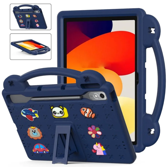 For Lenovo Tab P12 / Xiaoxin Pad Pro 12.7 Handle Kickstand Children EVA Shockproof Tablet Case(Navy Blue)