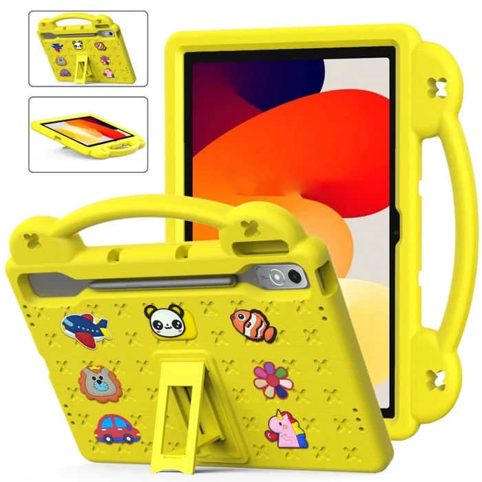 For Lenovo Tab P12 / Xiaoxin Pad Pro 12.7 Handle Kickstand Children EVA Shockproof Tablet Case(Yellow)