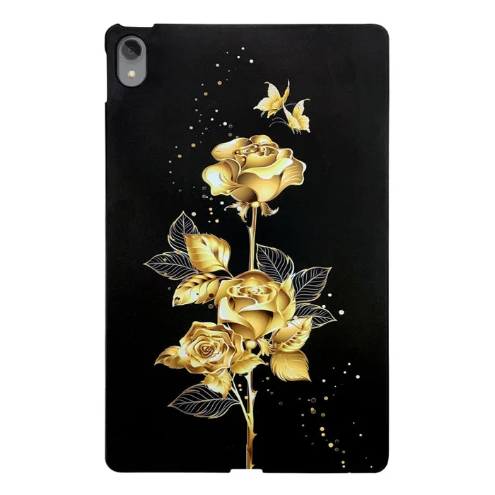For Lenovo Xiaoxin Pad Plus 2021 Color Painting Pattern Smart Tablet TPU Case(Golden Rose)