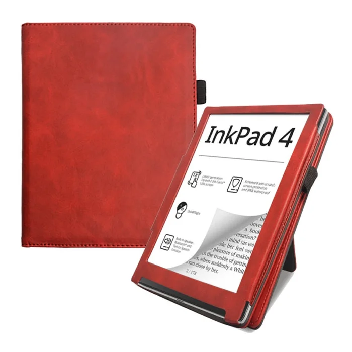 For Pocketbook InkPad 4 / Color 2 / 3 Calfskin Leather Smart Tablet Case(Red)