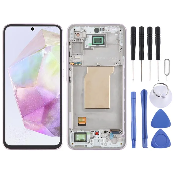 For Samsung Galaxy A35 SM-A356B OLED LCD Screen Digitizer Full Assembly with Frame (Pink)