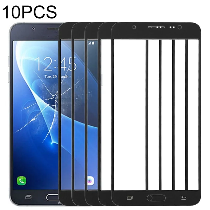 For Samsung Galaxy J7 (2016), J710F, J710FN, J710M/MN, J7108 10pcs Front Screen Outer Glass Lens (Black)