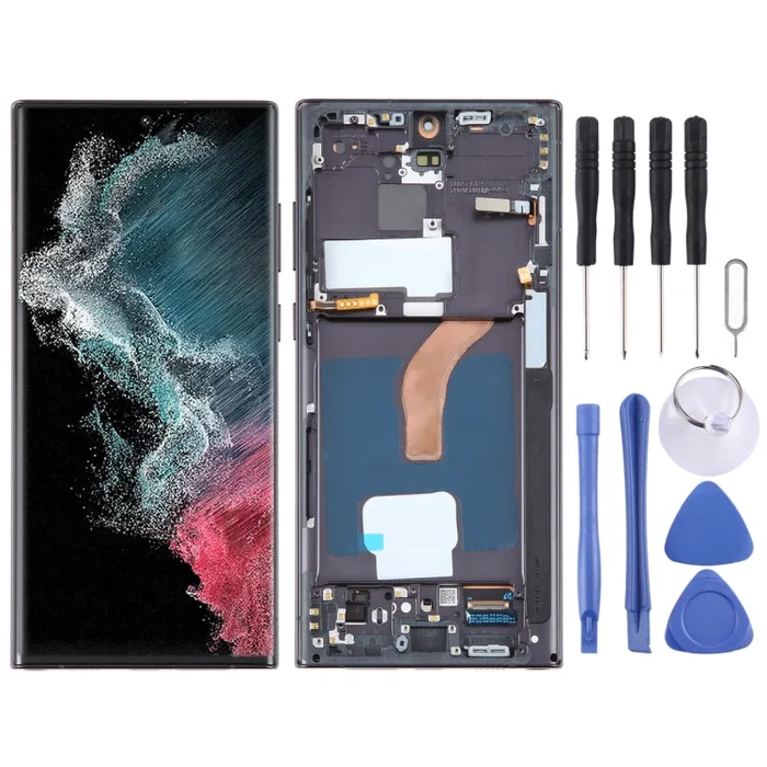 For Samsung Galaxy S22 Ultra 5G SM-S908B 6.78 inch EU Version OLED LCD Screen Digitizer Full Assembly with Frame(Black)