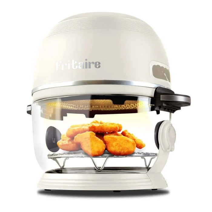 Fritaire Fritaire-01-WH Fritaire, Self-Cleaning Glass Bowl Air Fryer, 5 qt., 6 Functions, BPA Free, Rotisserie/Tumbler, White