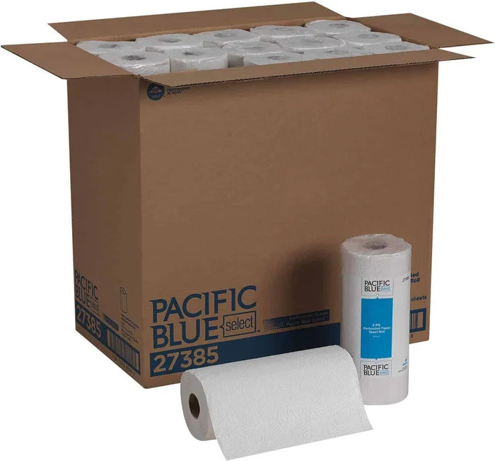 Georgia-Pacific Blue Select 2-Ply Perforated Paper Towel Rolls, 27385, 85 Sheets Per Roll, 30 Rolls Per Case