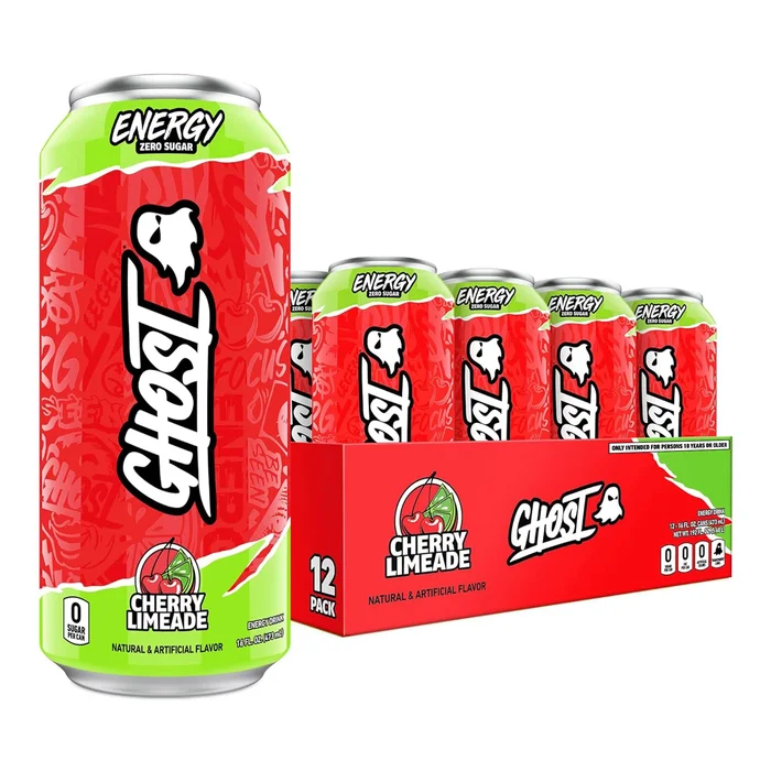 GHOST Energy Drink – 12 Pack, Cherry Limeade, 16oz – Energy & Focus & No Artificial Colors