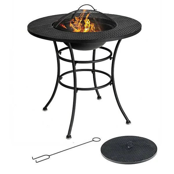 Goplus 31.5-in W-BTU Black Portable Tabletop Steel Natural Gas Fire Pit Table