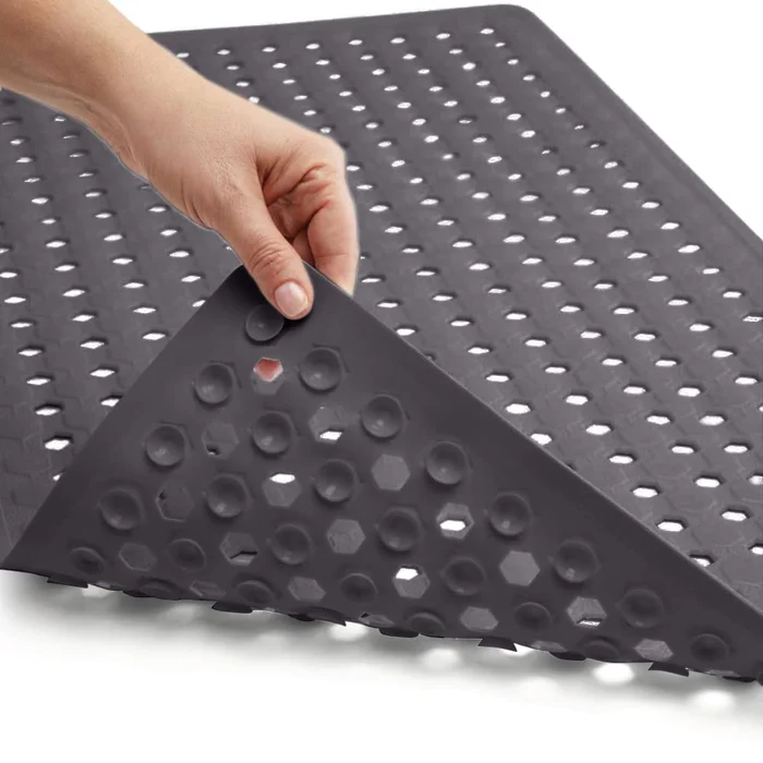 GORILLA GRIP Patented Bath Tub Shower Mat, 35×16 Washable Bathtub Floor Mats, Charcoal Opaque